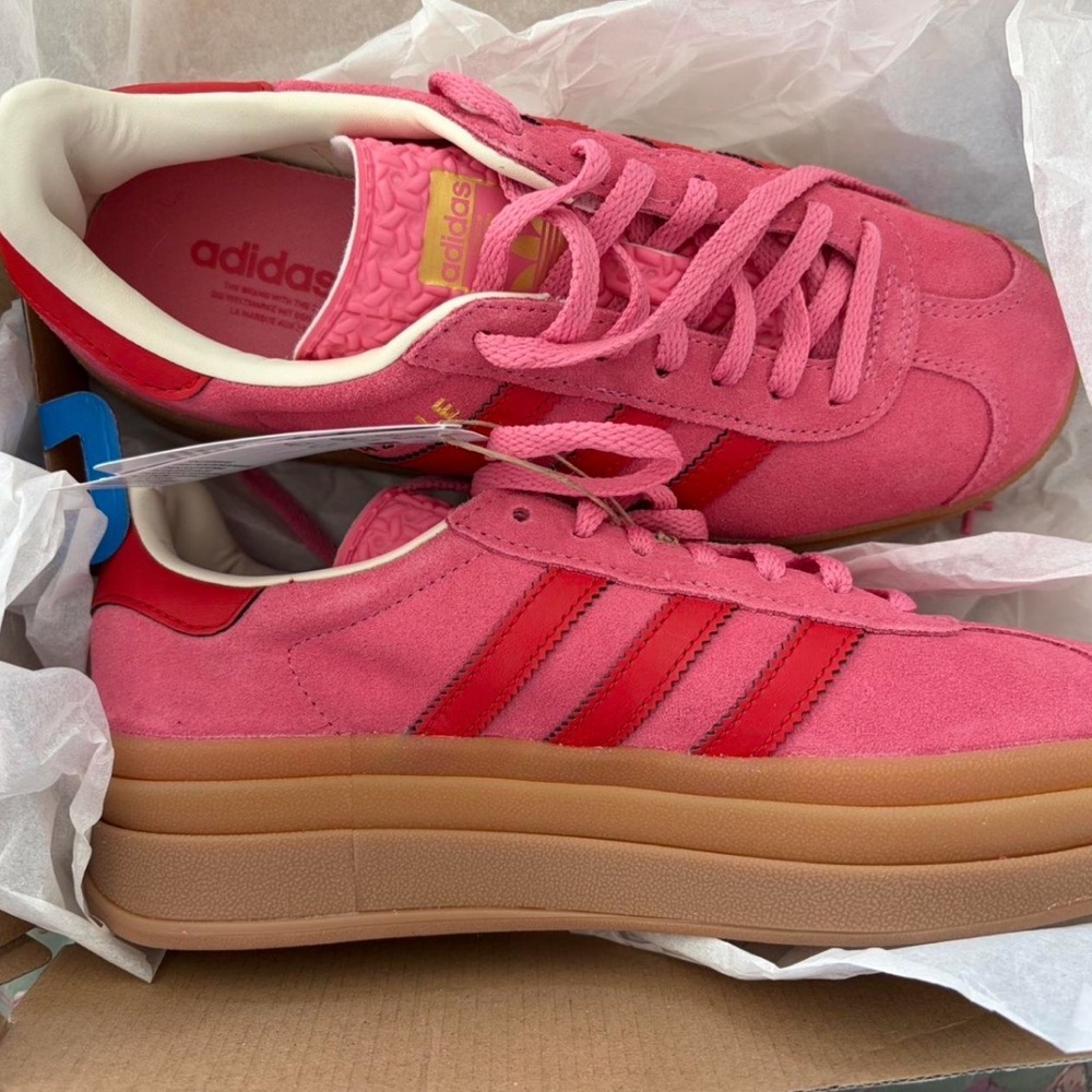 Adidas Women's Pink and Red Platform Sneakers